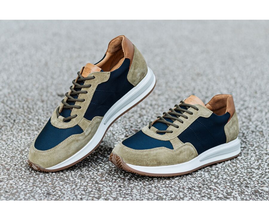 Sneakers homme Navy et velours kaki - NIRRANDA II