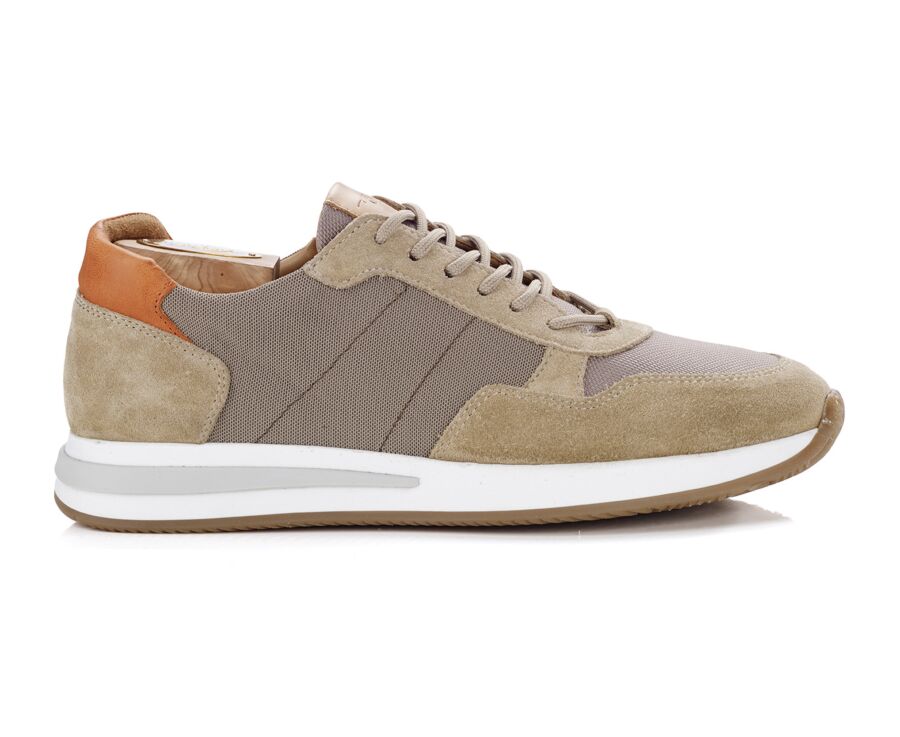 Sneakers homme kaki clair et velours Beige - NIRRANDA II