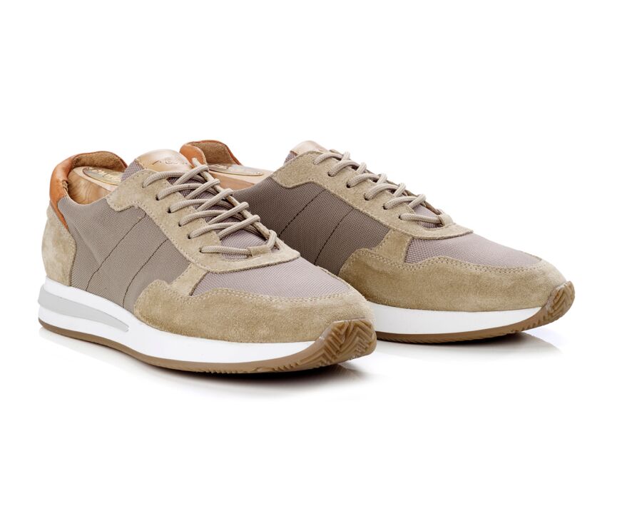 Sneakers homme kaki clair et velours Beige - NIRRANDA II