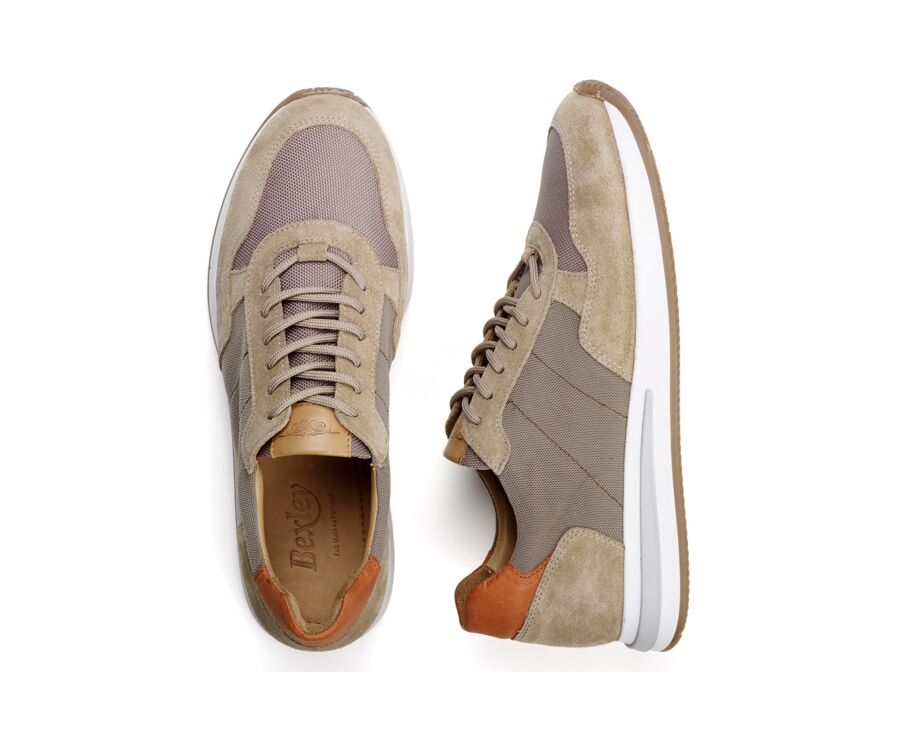 Sneakers homme kaki clair et velours Beige - NIRRANDA II