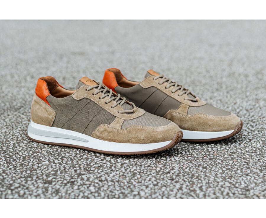 Sneakers homme kaki clair et velours Beige - NIRRANDA II