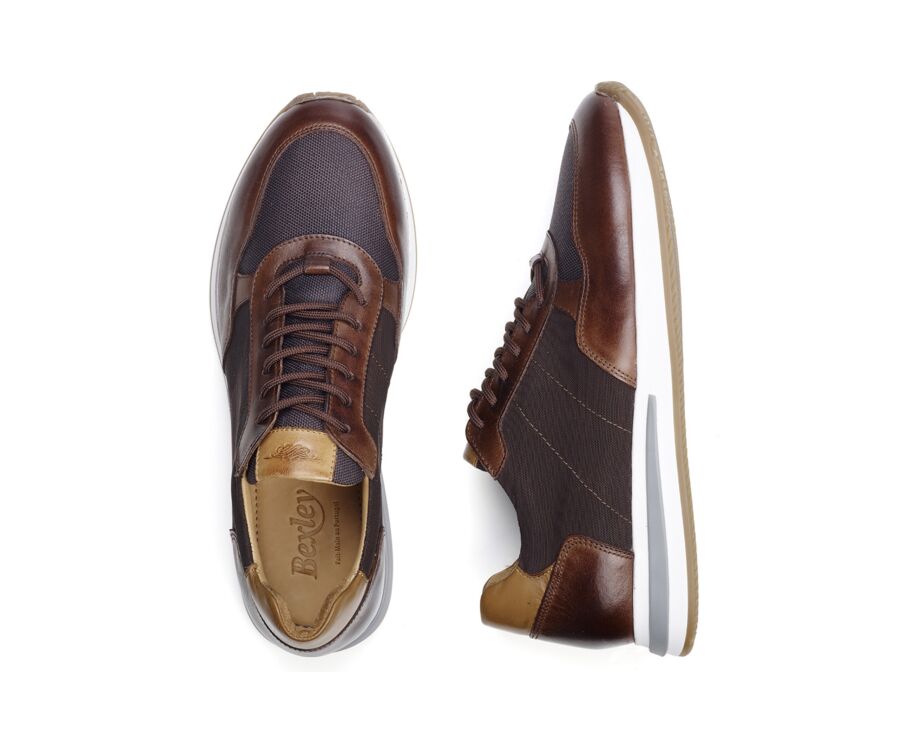 Sneakers homme Chocolat et Cuir Châtaigne Foncé Patiné - NIRRANDA II