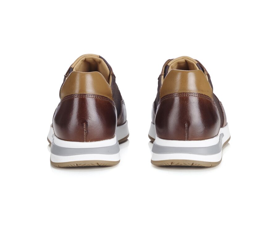 Sneakers homme Chocolat et Cuir Châtaigne Foncé Patiné - NIRRANDA II