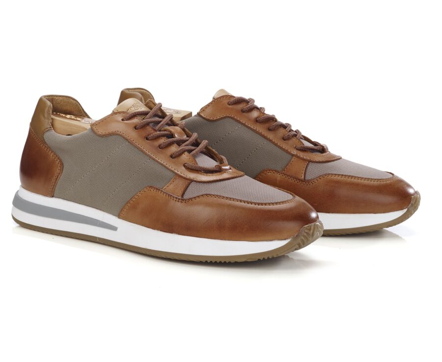 Sneakers homme - Chataigne Patiné et Beige - NIRRANDA II