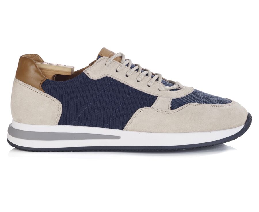 Sneakers homme - Velours Beige et Marine - NIRRANDA II