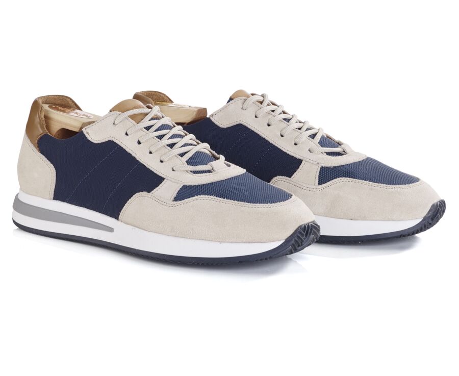 Sneakers homme - Velours Beige et Marine - NIRRANDA II