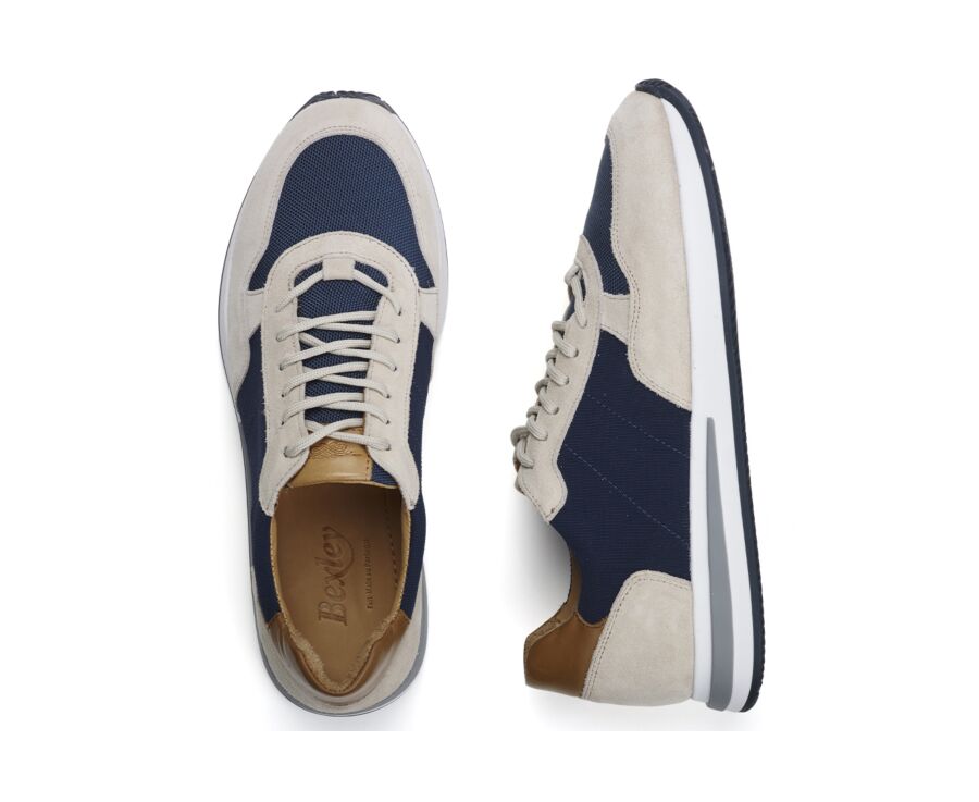 Sneakers homme - Velours Beige et Marine - NIRRANDA II