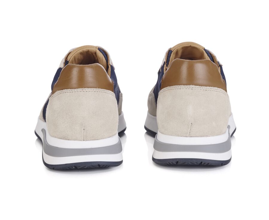 Sneakers homme - Velours Beige et Marine - NIRRANDA II