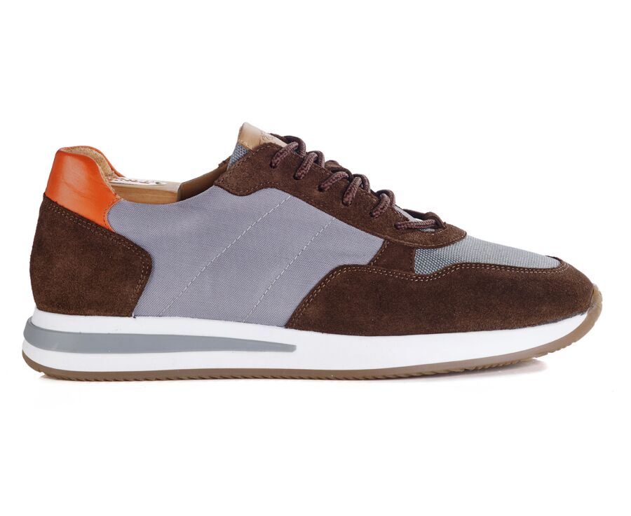 Sneakers homme - Velours Chocolat et Gris - NIRRANDA II