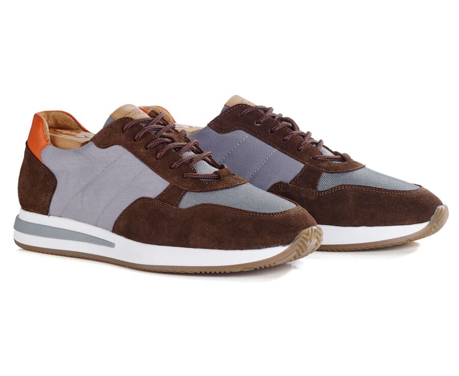 Sneakers homme - Velours Chocolat et Gris - NIRRANDA II