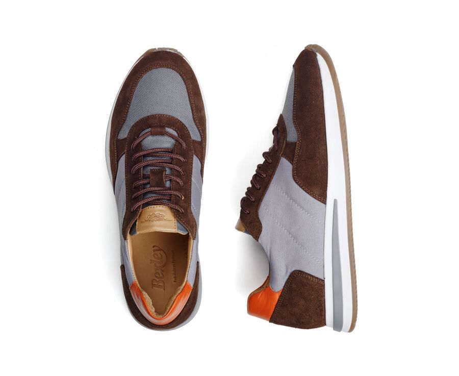 Sneakers homme - Velours Chocolat et Gris - NIRRANDA II