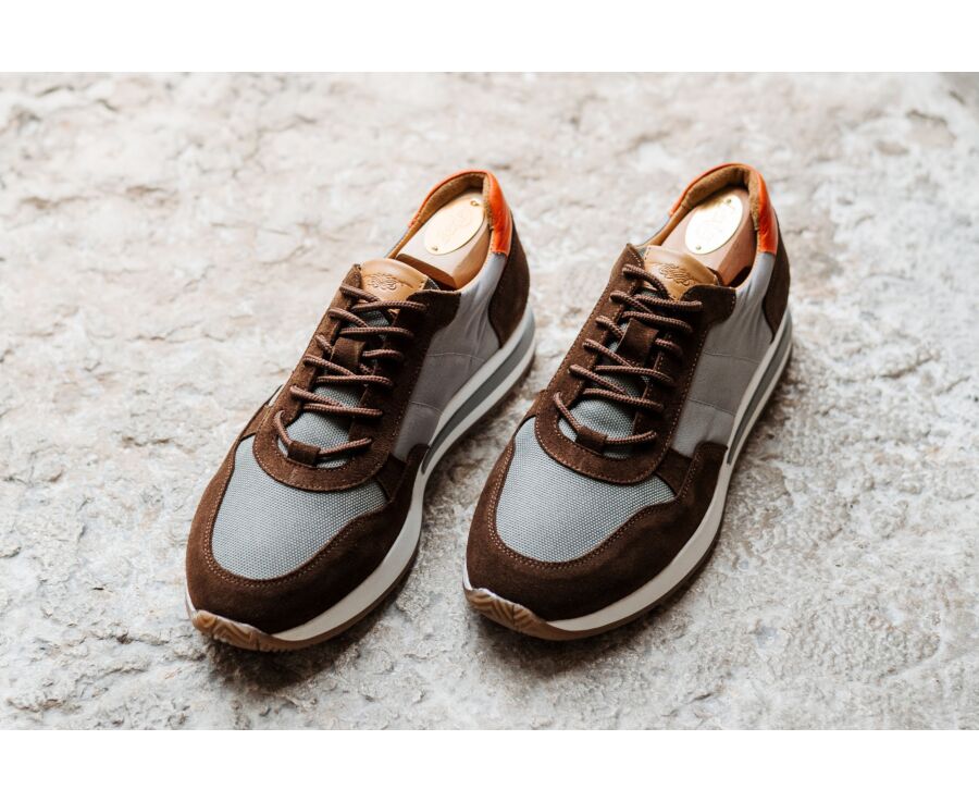 Sneakers homme - Velours Chocolat et Gris - NIRRANDA II