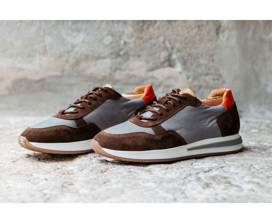 Sneakers homme - Velours Chocolat et Gris - NIRRANDA II