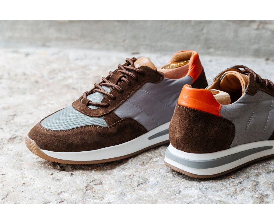 Sneakers homme - Velours Chocolat et Gris - NIRRANDA II