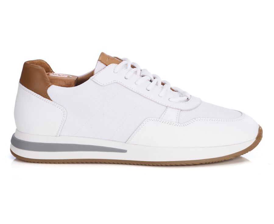 Sneakers homme - Blanc Cuir et Velours  - NIRRANDA II