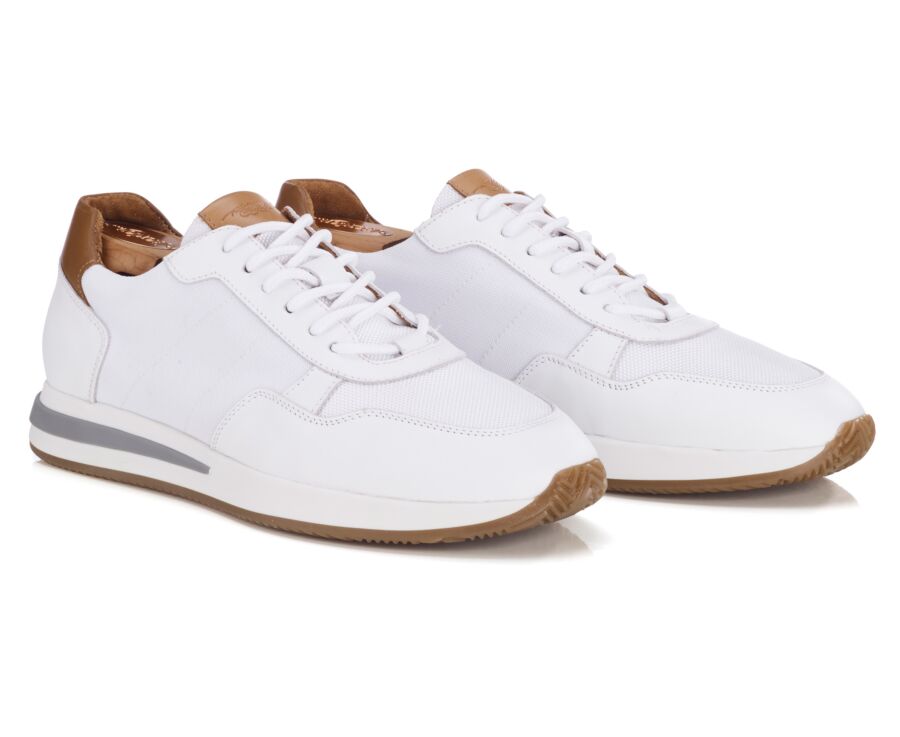Sneakers homme - Cuir et Velours Blanc - NIRRANDA II