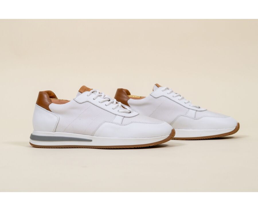Sneakers homme - Cuir et Velours Blanc - NIRRANDA II