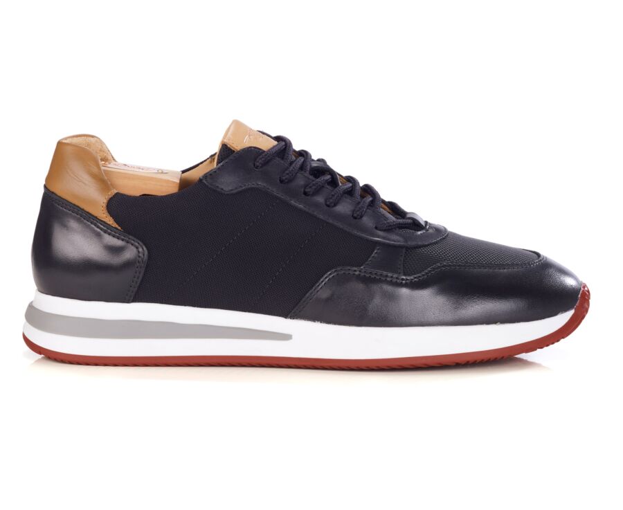 Sneaker homme en cuir noir et mesh au profil sport - NIRRANDA II