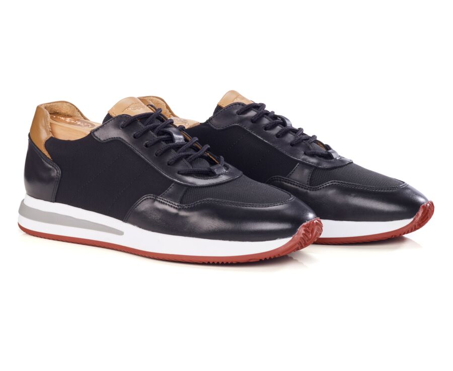 Sneaker homme en cuir noir et mesh au profil sport - NIRRANDA II