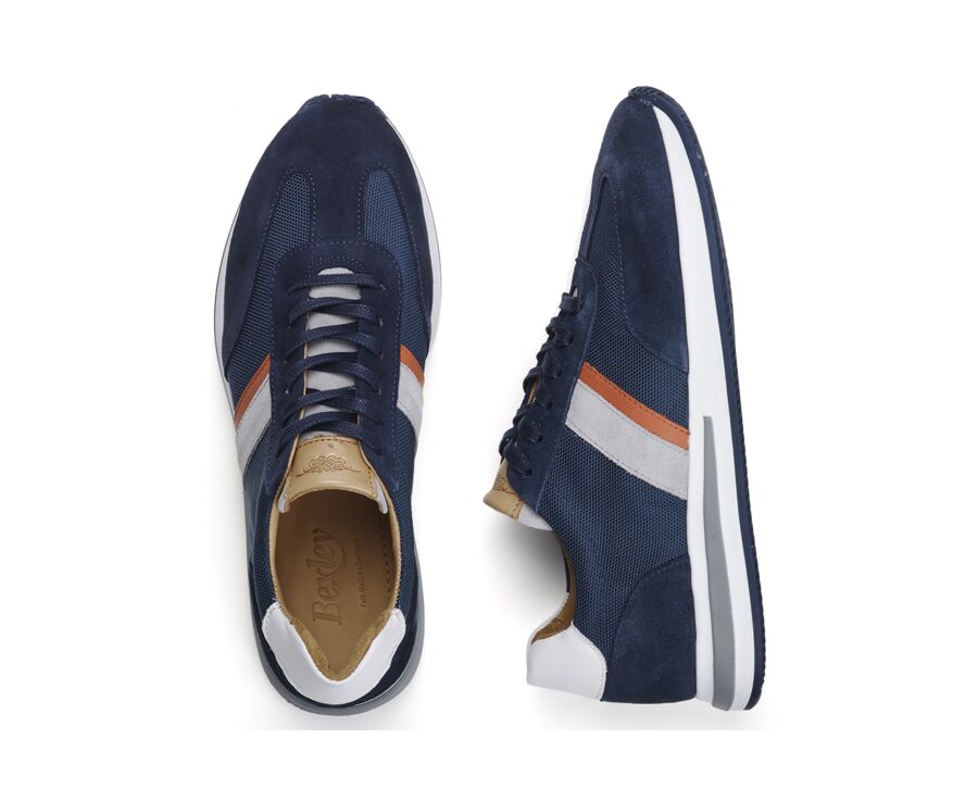 Sneakers homme Velours Marine et Blanc - KEILIRA