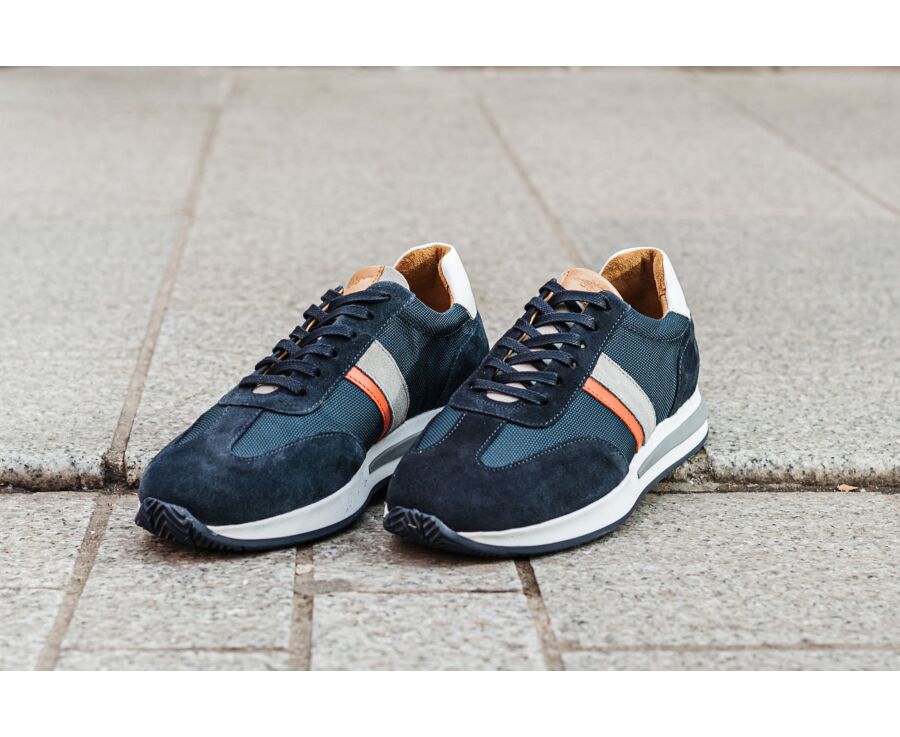 Sneakers homme Velours Marine et Blanc - KEILIRA
