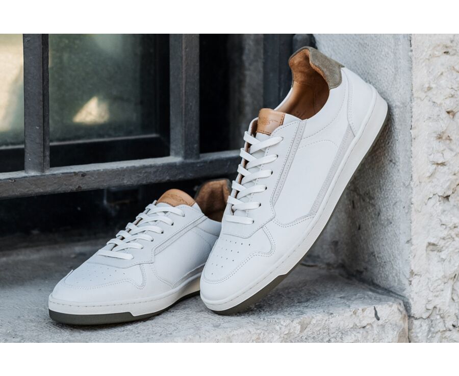 Sneakers cuir homme Blanc craie - KOLORA