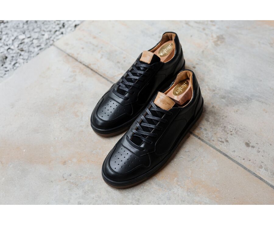 Sneakers cuir homme - Noir - KOLORA