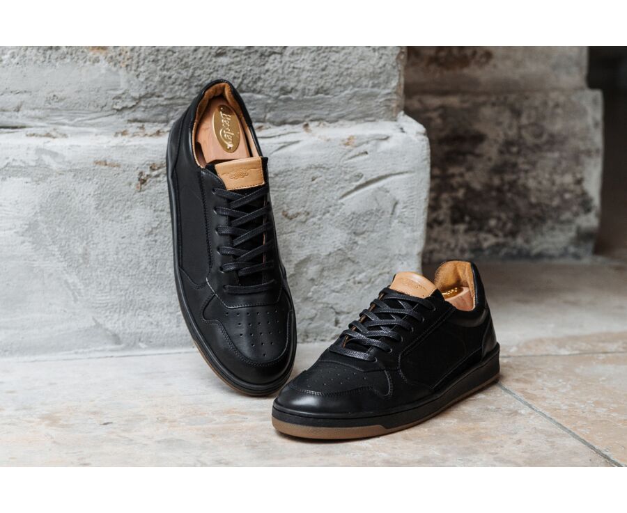Sneakers cuir homme - Noir - KOLORA