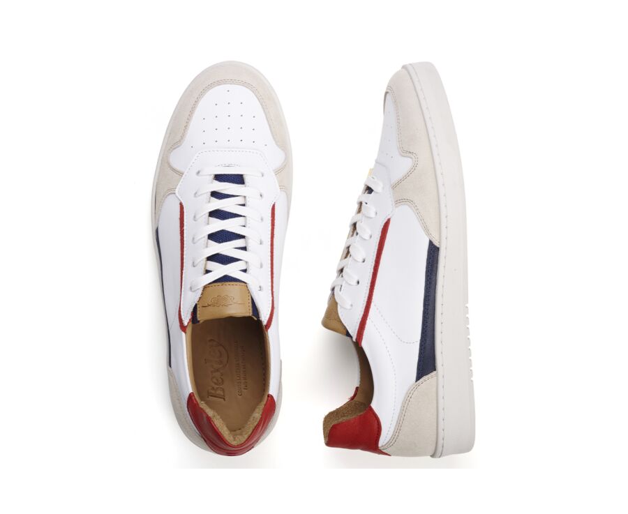 Sneakers cuir homme Bleu Blanc et Rouge - KOLORA