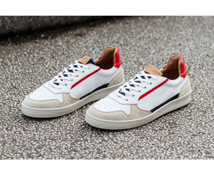 Sneakers cuir homme Bleu Blanc et Rouge - KOLORA