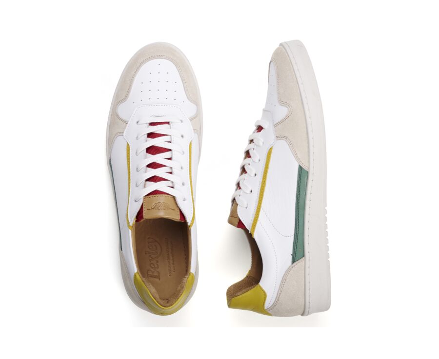 Sneakers cuir homme Vert Blanc et Jaune - KOLORA