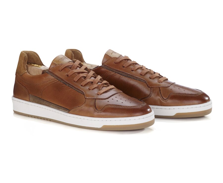 Sneakers cuir - Chataigne Patiné - KOLORA