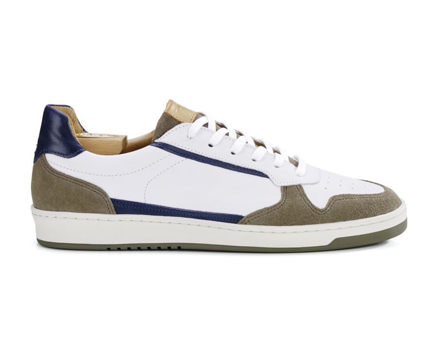 Sneakers cuir homme Kaki Blanc et Navy - KOLORA