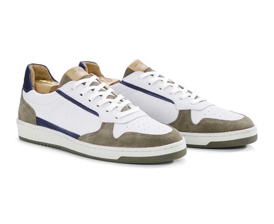 Sneakers cuir homme Kaki Blanc et Navy - KOLORA