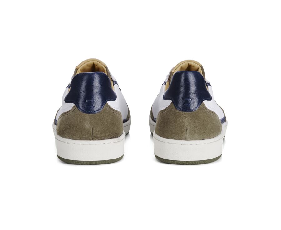 Sneakers cuir homme Kaki Blanc et Navy - KOLORA