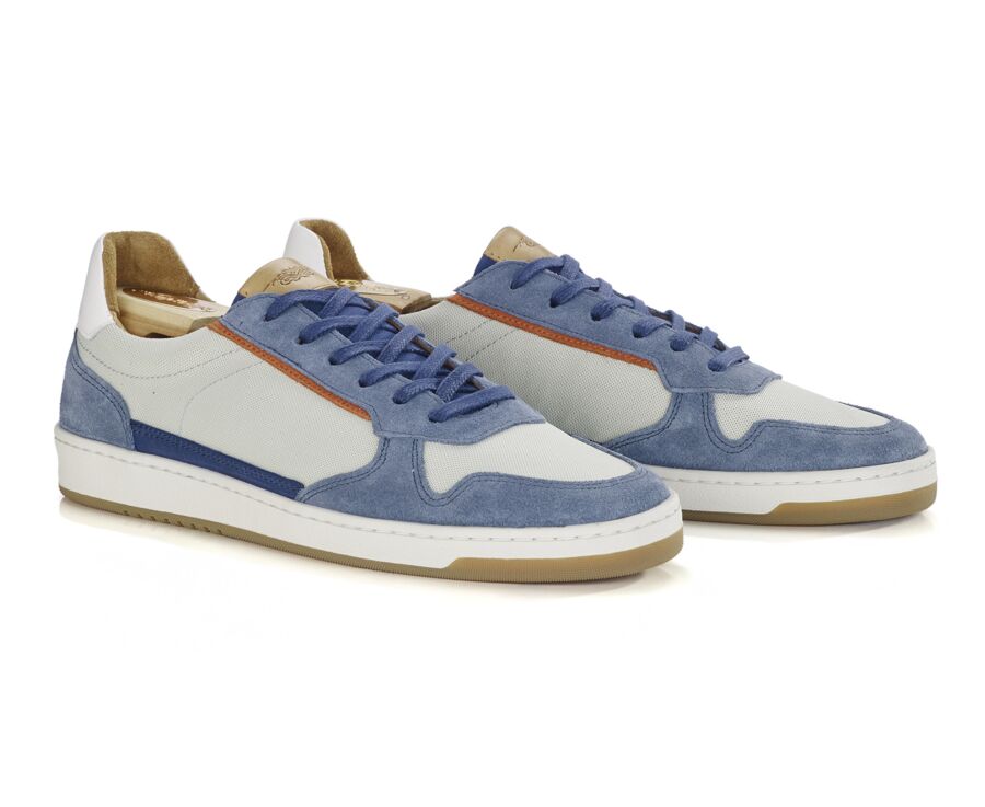 Sneakers cuir - Velours Bleu Jeans - KOLORA