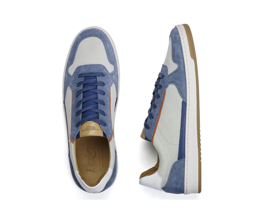 Sneakers cuir - Velours Bleu Jeans - KOLORA