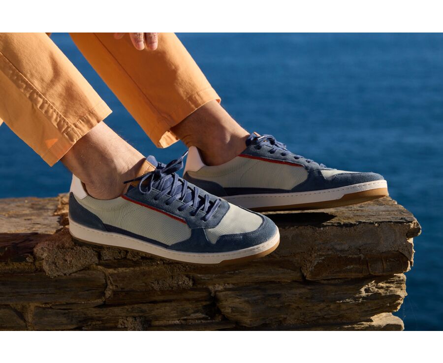 Sneakers cuir - Velours Bleu Jeans - KOLORA