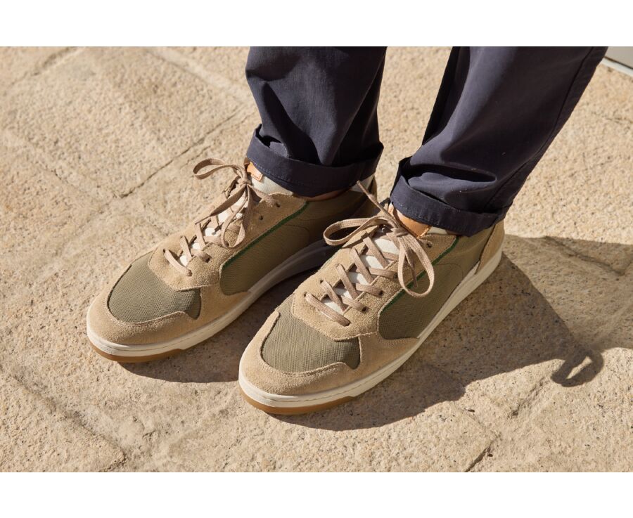 Sneakers cuir - Velours Beige - KOLORA