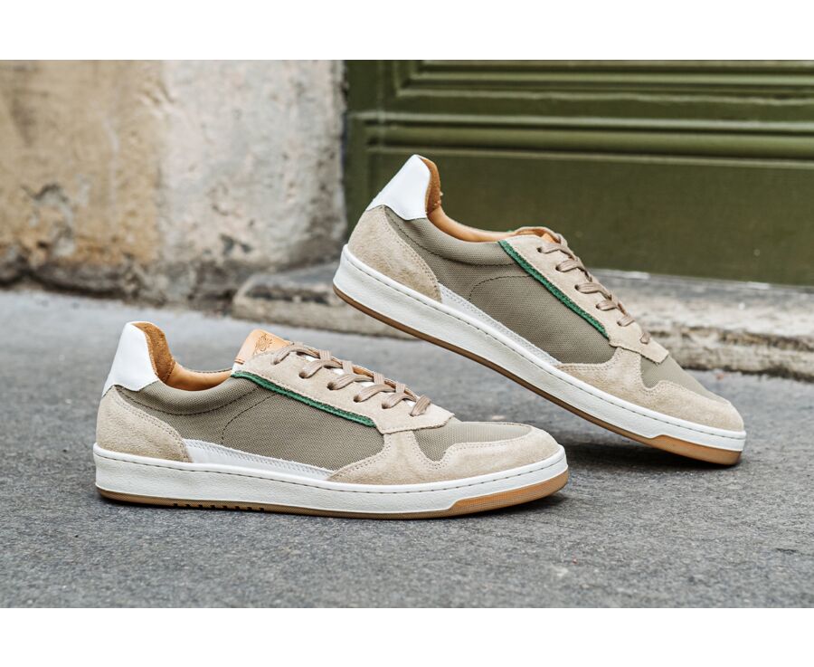Sneakers cuir - Velours Beige - KOLORA
