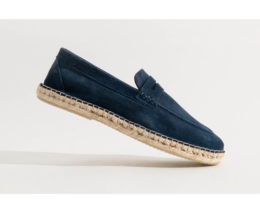 Mocassin semelle espadrille homme velours Navy - PANAREA