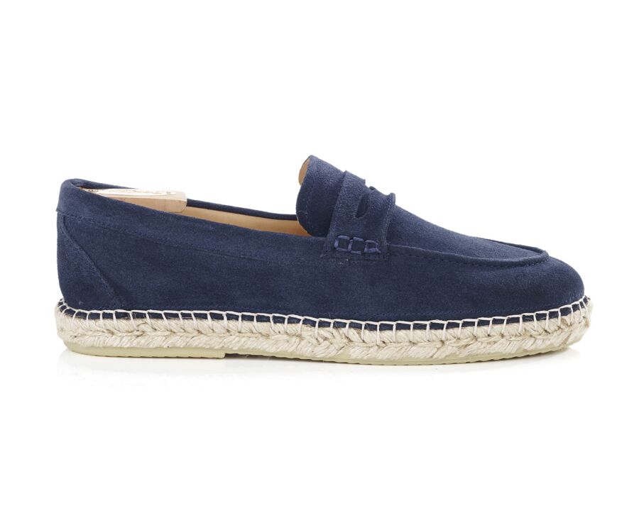 Mocassin semelle espadrille homme velours Navy - PANAREA
