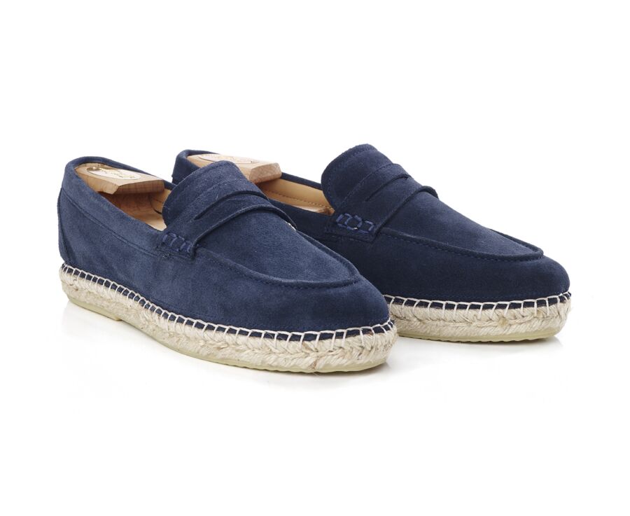 Mocassin semelle espadrille homme velours Navy - PANAREA