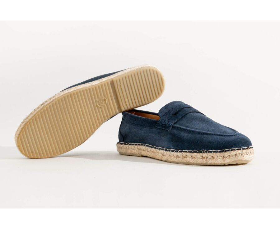 Mocassin semelle espadrille homme velours Navy - PANAREA