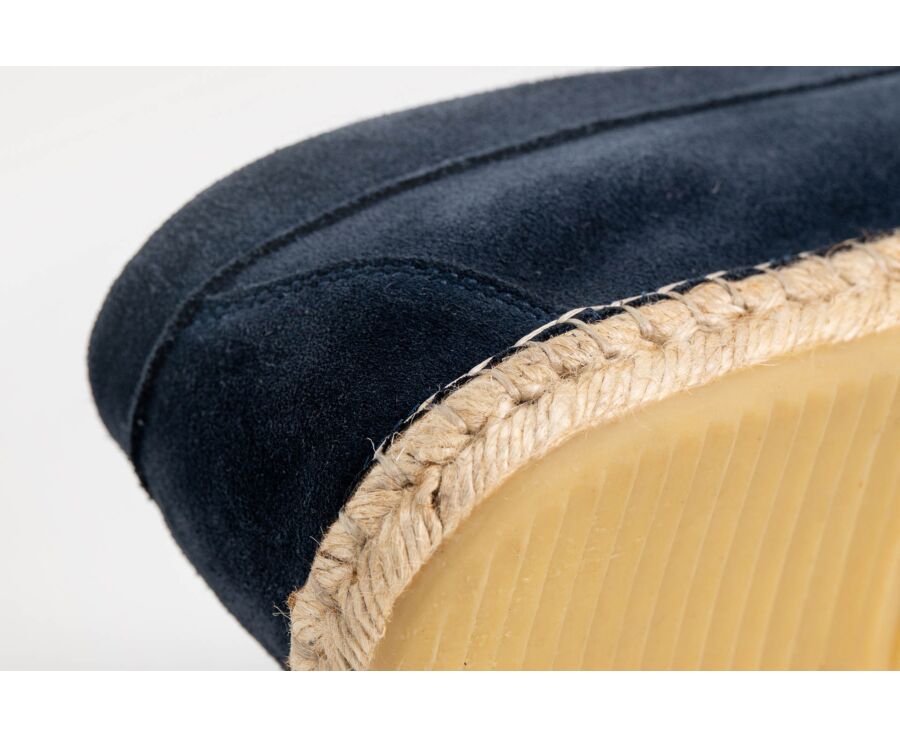 Mocassin semelle espadrille homme velours Navy - PANAREA