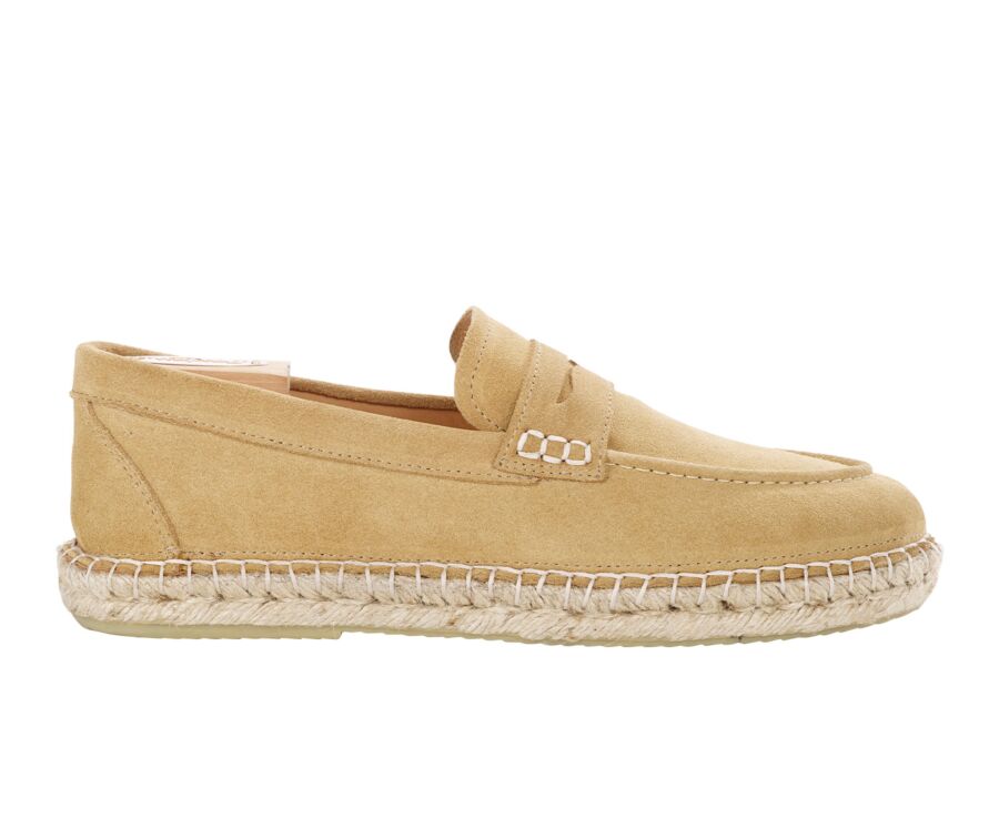 Mocassin semelle espadrille homme velours Beige Foncé - PANAREA