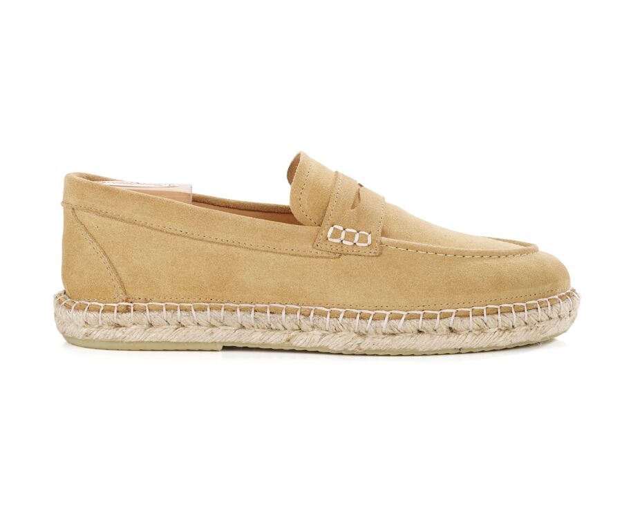 Mocassin semelle espadrille homme velours Beige Foncé - PANAREA
