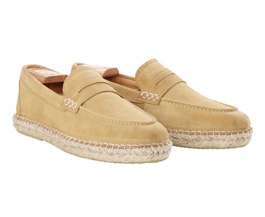Mocassin semelle espadrille homme velours Beige Foncé - PANAREA