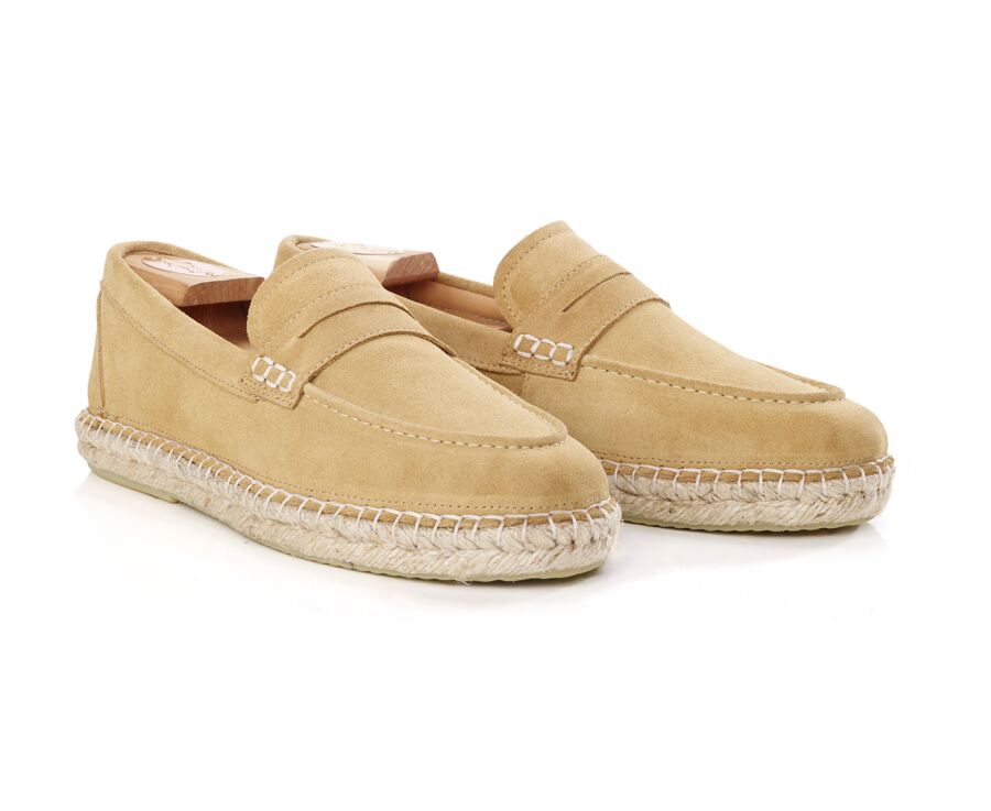 Mocassin semelle espadrille homme velours Beige Foncé - PANAREA