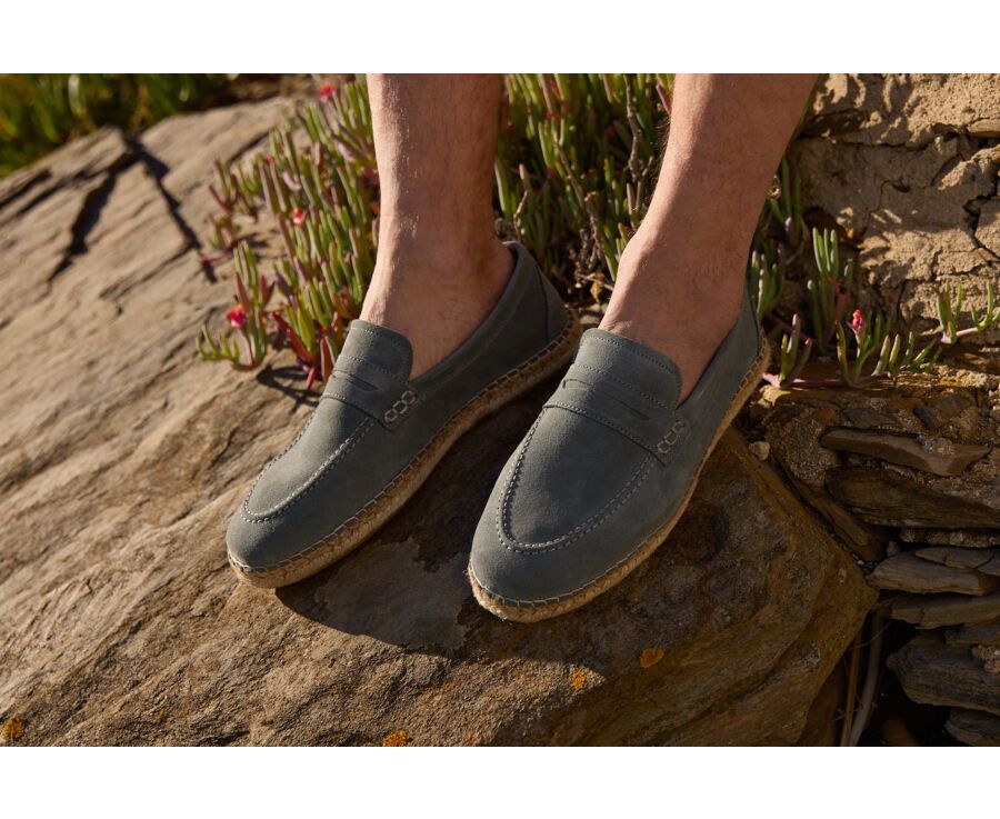 Mocassin homme Velours Eucalyptus - PANAREA